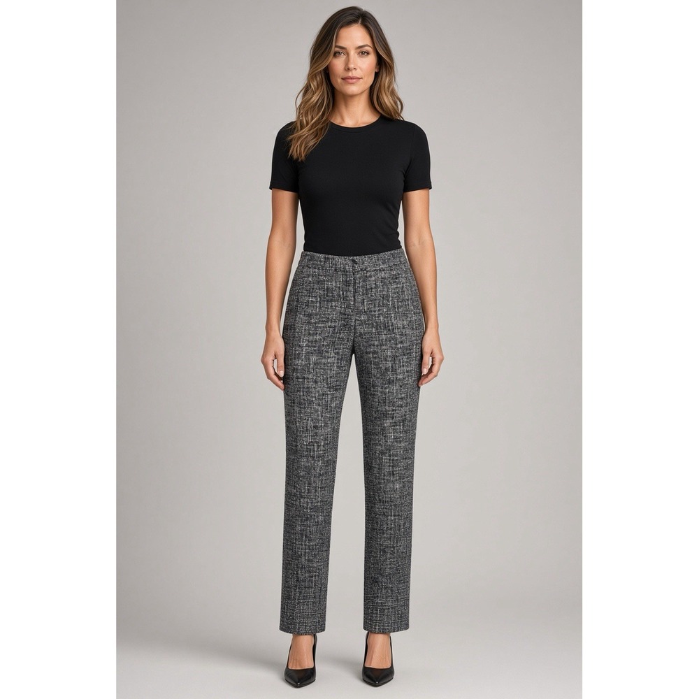 Theory Frayne Torch Tweed Tapered Pants in Black Multi Women 6 Designer $295 NEW